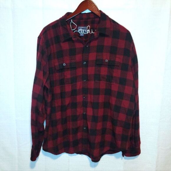 G.H. Bass & Co. Dark Red Checkered Button Up Shirt Size XL - Picture 1 of 8